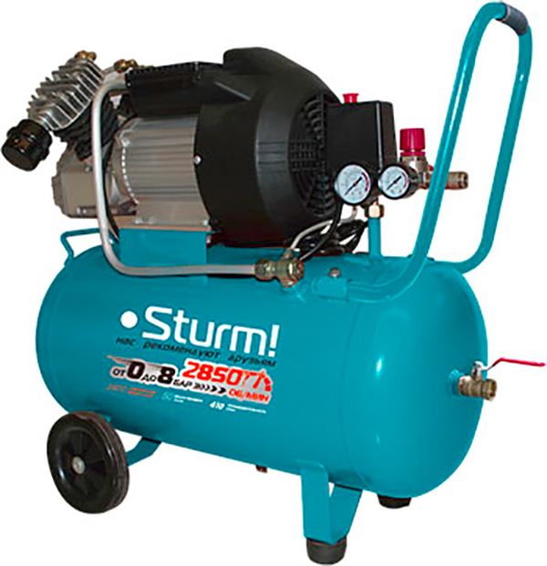 фото Воздушный компрессор sturm ac93250 2400 вт 50л 410л/мин 8бар манометр регул. давления sturm!