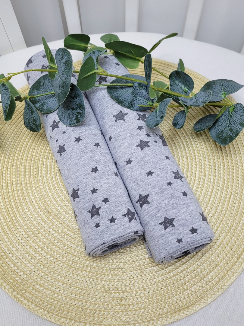 Набор пелёнок трикотажных Звёзды на сером меланже 2шт 90*100см