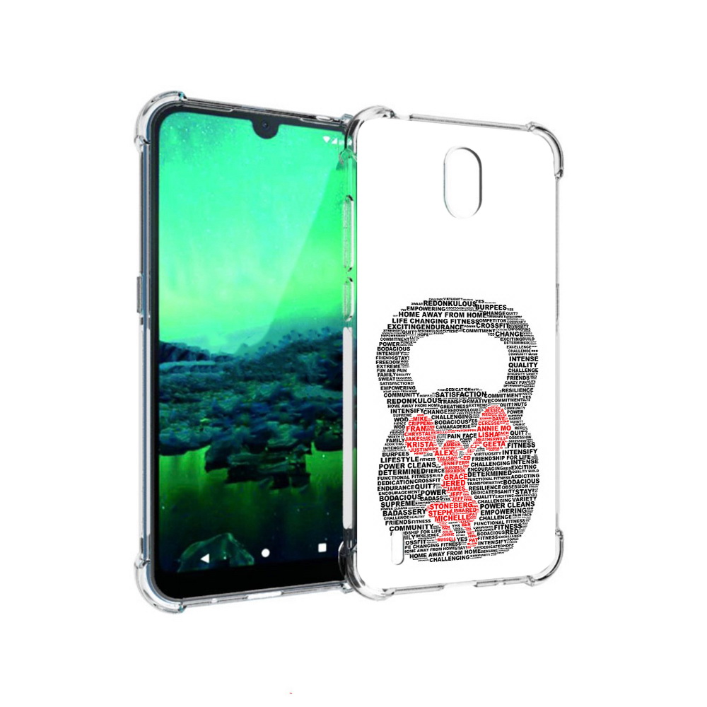 

Чехол MyPads Tocco для Nokia 1.3 бодибилдинг гиря из слов (PT227048.104.232), Прозрачный, Tocco