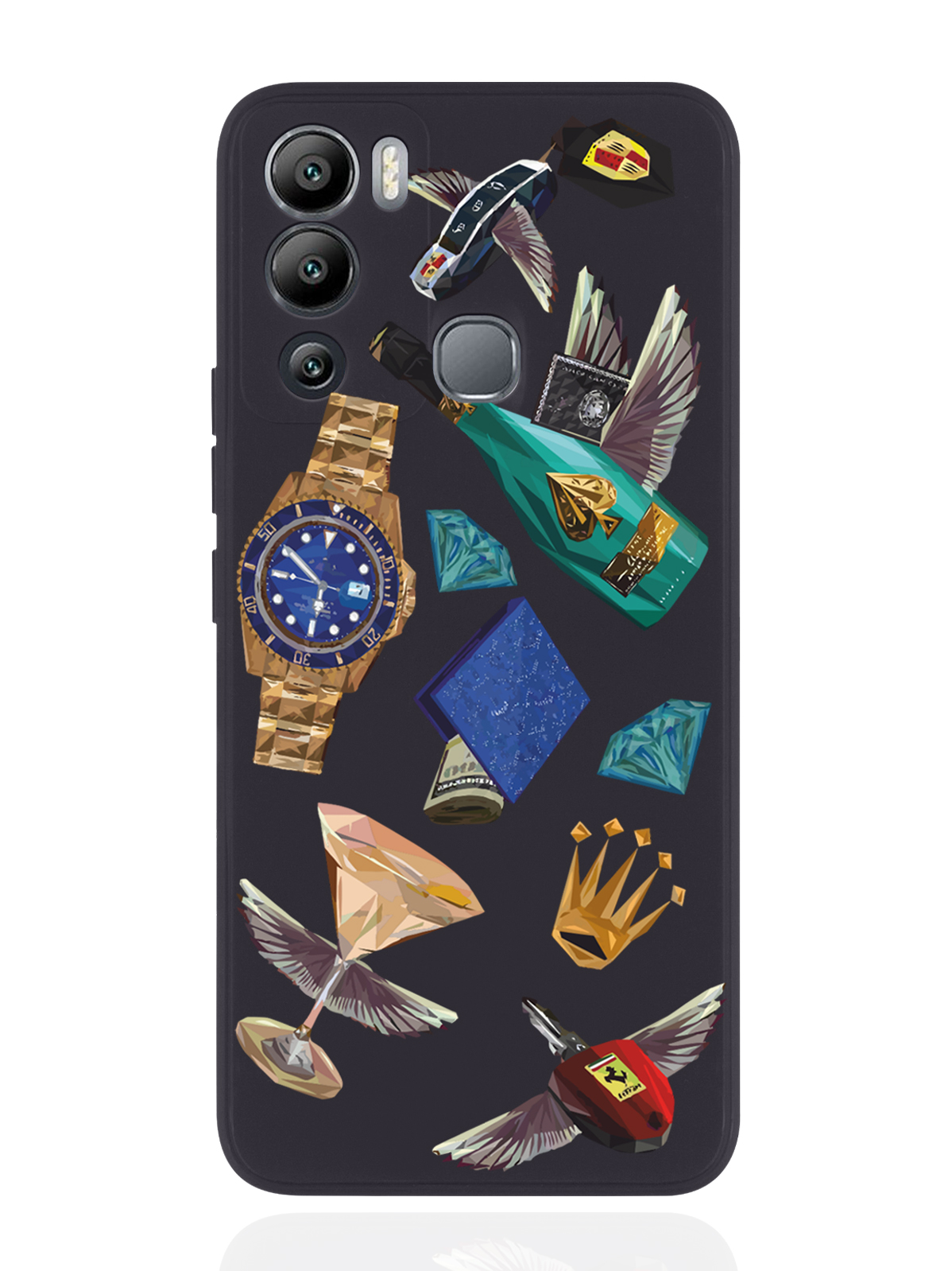 

Чехол MustHaveCase для Infinix Hot 12i Luxury lifestyle черный, Разноцветный