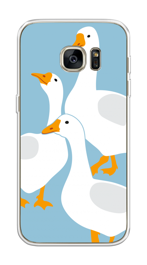 

Чехол на Samsung Galaxy S7 "Гусиное трио", Голубой;белый;серый;желтый, 24550-1
