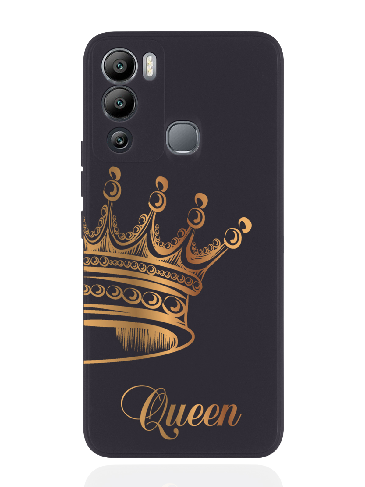 

Чехол MustHaveCase для Infinix Hot 12i Парный чехол корона Queen черный, Черный;золотистый