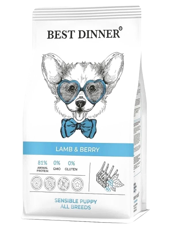 

Сухой корм для собак Best Dinner Sensible Puppy ягненок и ягоды, 3 кг