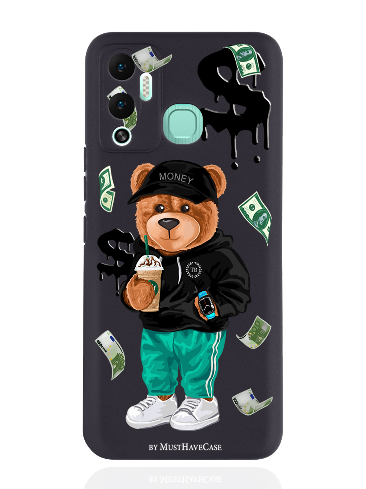 

Чехол MustHaveCase для Infinix Hot 12 Play Tony Bear/ Мишка Тони черный, Черный;зеленый;коричневый