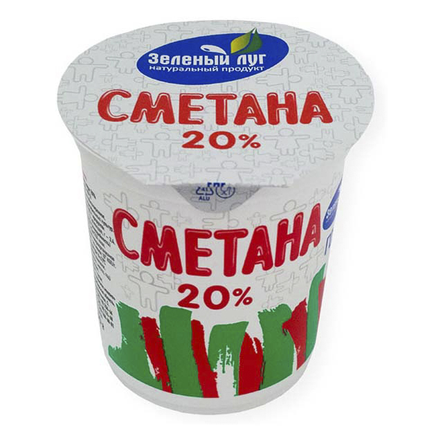 фото Сметана зеленый луг 20% 350 г бзмж