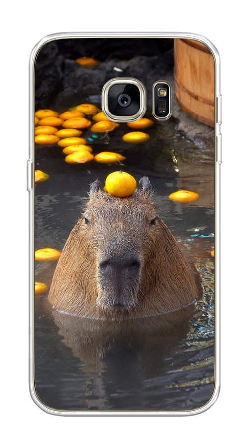 

Чехол на Samsung Galaxy S7 "Капибара отдыхает", Коричневый;оранжевый;серый, 24550-1
