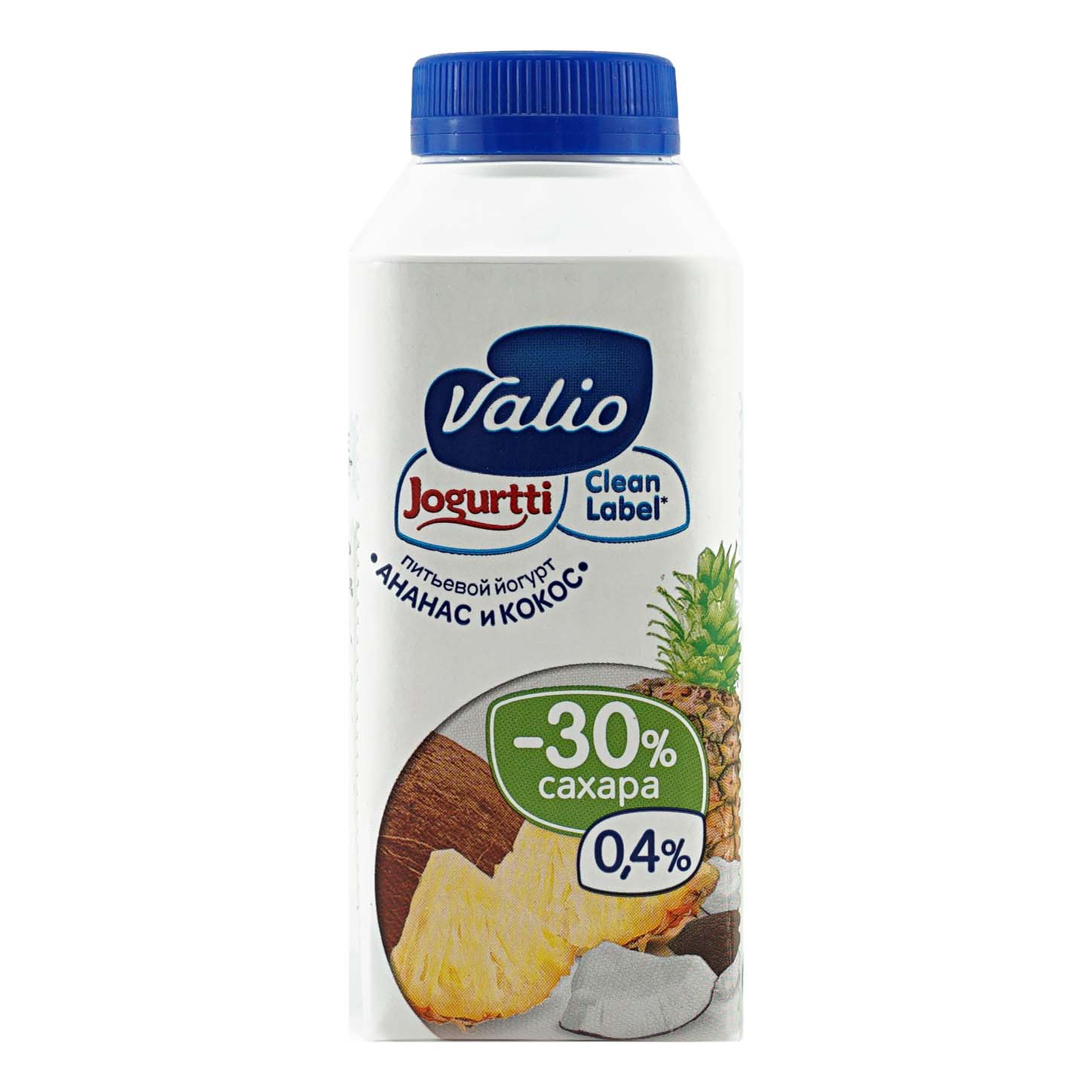 фото Питьевой йогурт valio clean label ананас - кокос 0,4% 330 г бзмж