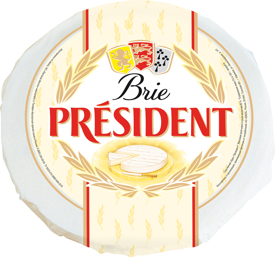 

Сыр мягкий President Brie с белой плесенью 60% 1 кг