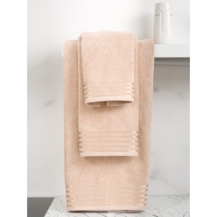 

BIO-TEXTILES Полотенце махровое, размер 40x70 см, бежевое с бордюром полоса