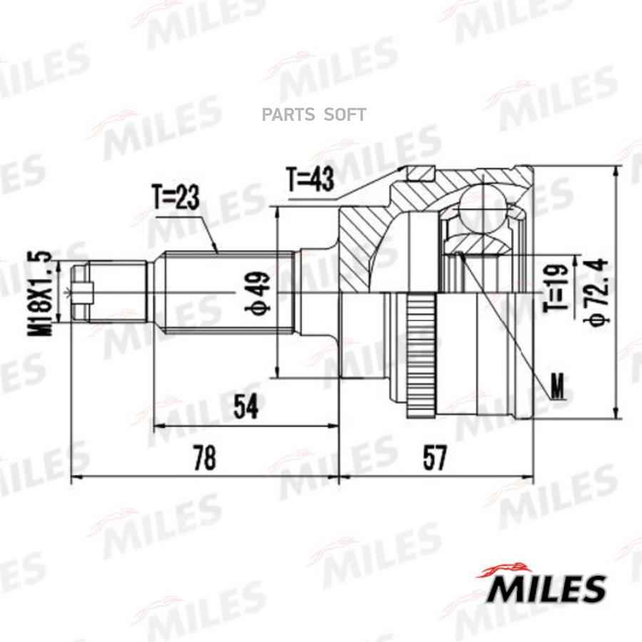 

MILES GA20434 ШРУС наружный SUZUKI IGNIS 1.3 00-03 (с ABS) (GSP 857039) GA20434