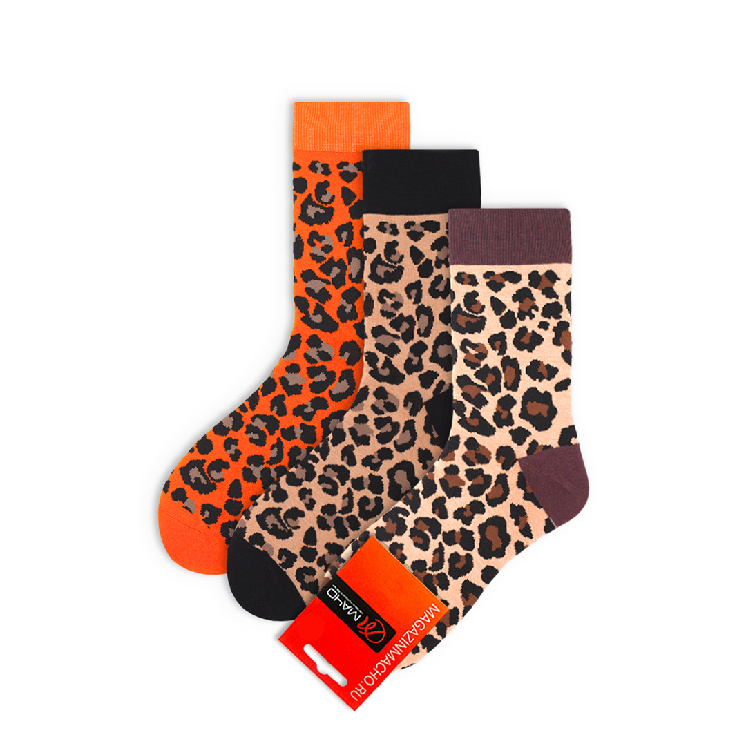 Комплект носков унисекс Мачо лео23 коричневых; оранжевых; черных; желтых 41-43