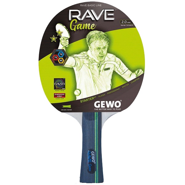 фото Ракетка для настольного тенниса gewo rave game, коническая, 2звезды