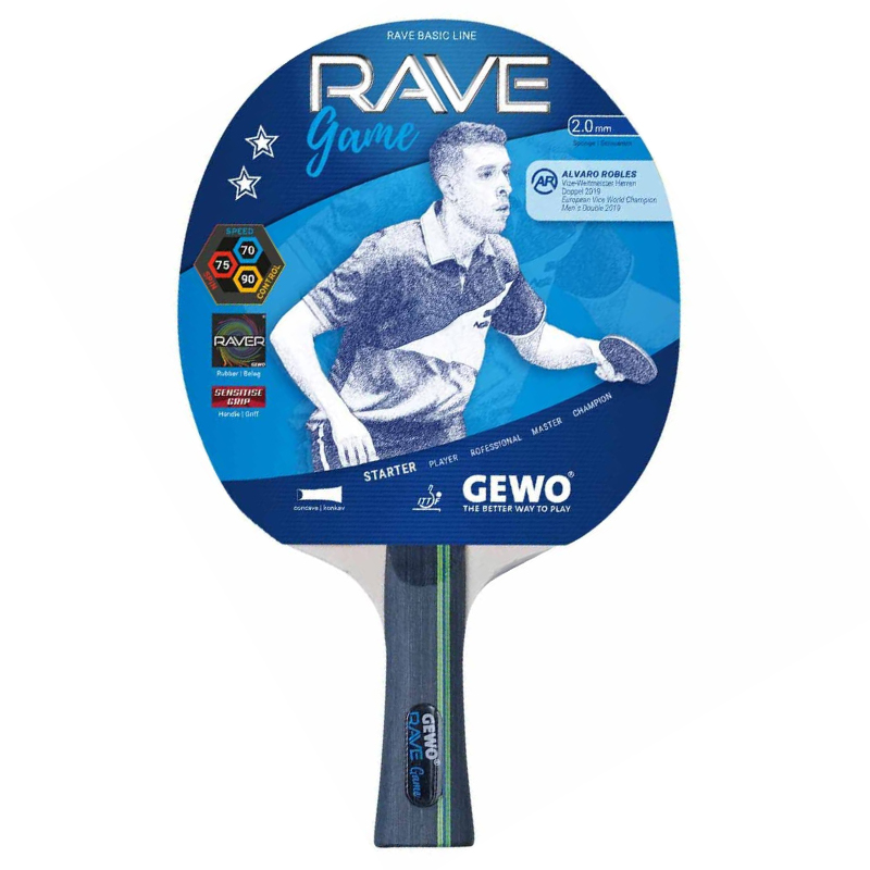 Ракетка для настольного тенниса Gewo Rave Game, коническая, 2звезды