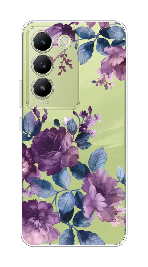 

Чехол на Vivo V30 lite 4G "Purple Blossoms", Синий;фиолетовый, 2610350-1