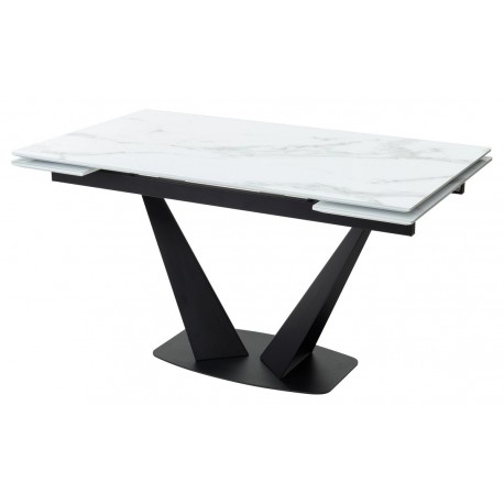 

Стол обеденный Ниагара 160 Белый мрамор, стекло / черный каркас