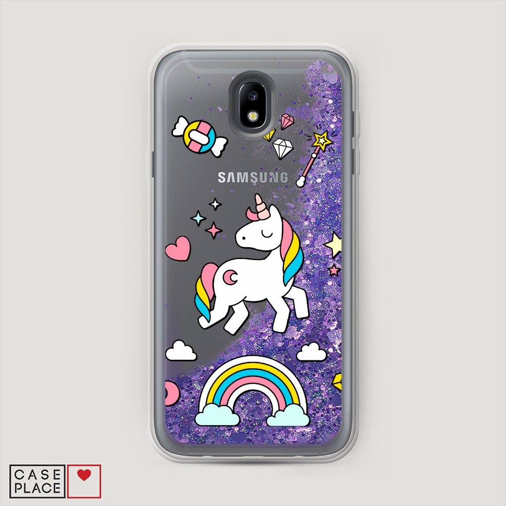 

Жидкий чехол с блестками "Звездный единорог" на Samsung Galaxy A91