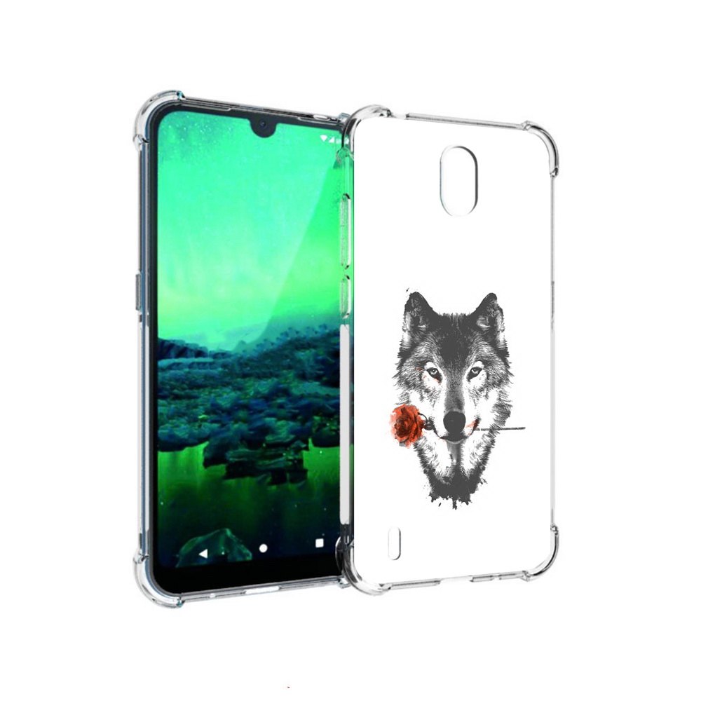 

Чехол MyPads Tocco для Nokia 1.3 волк с розой (PT227048.104.270), Прозрачный, Tocco