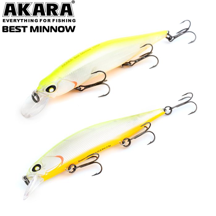 

Воблер Akara Best Minnow 100SP 15 гр 9/17 oz 3,9 in A125, Разноцветный, Best Minnow