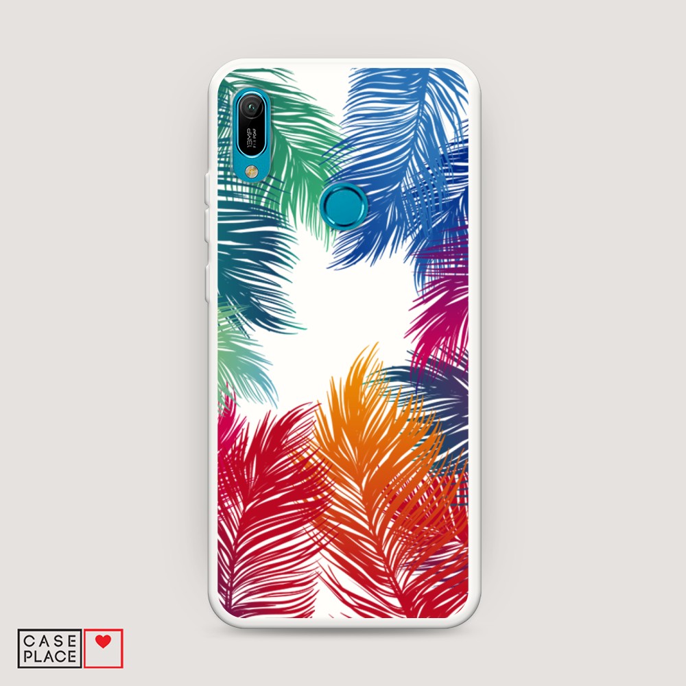 

Чехол Awog на Huawei Y6 2019 "Рамка из перьев", Разноцветный, 68657-1