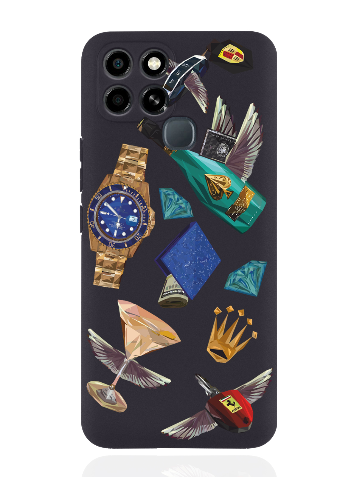 

Чехол MustHaveCase для Infinix Smart 6 Luxury lifestyle черный, Разноцветный