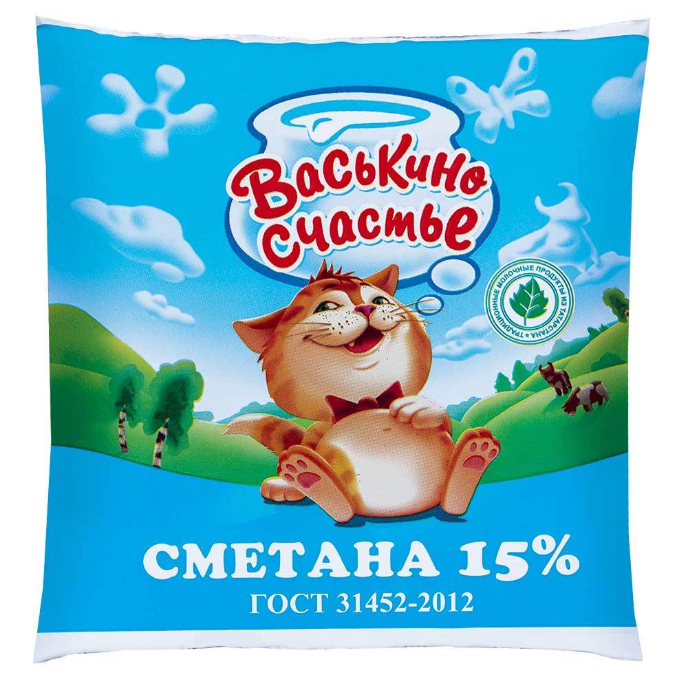 

Сметана Васькино счастье 15% 450 г бзмж