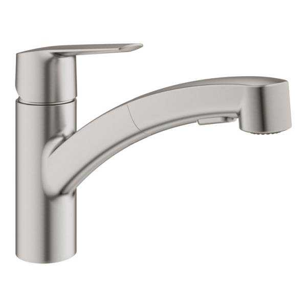 фото Смеситель для кухни grohe start, с низким выдвижным изливом, суперсталь (30307dc1)