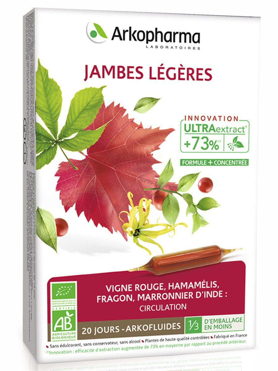 

Легкость ног Arkopharma Jambes Legeres 10 мл ампулы 20 шт., Jambes Legeres