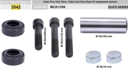 

Benefit 3542 Рмк Суппорта (Mck1299) Втулка+2Уплотнения+2Заглушки+3Болта Meritor Duco