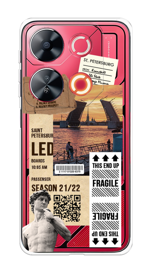 

Чехол на Itel P65 "Санкт-Петербург коллаж", Коричневый;бежевый;белый, 3202350-1