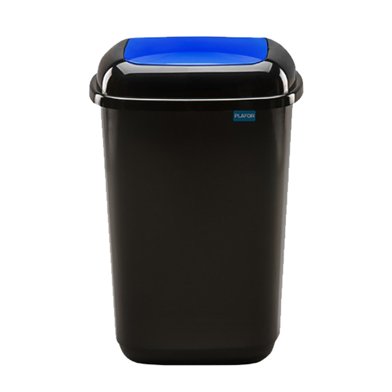 фото Ведро для мусора 90 л plafor quatro чёрное с синей плавающей крышкой