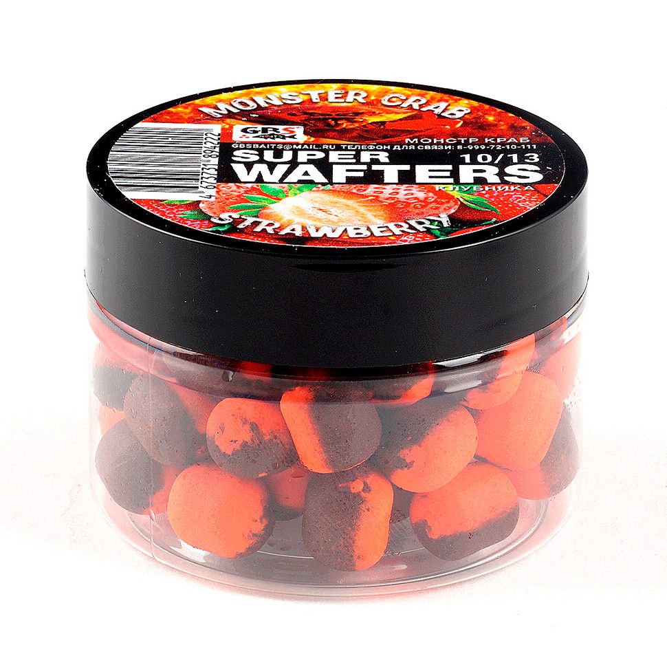 Вафтерсы GBS BaITS Super Wafters 10x13 мм 67 гр Монстр-Краб Клубника