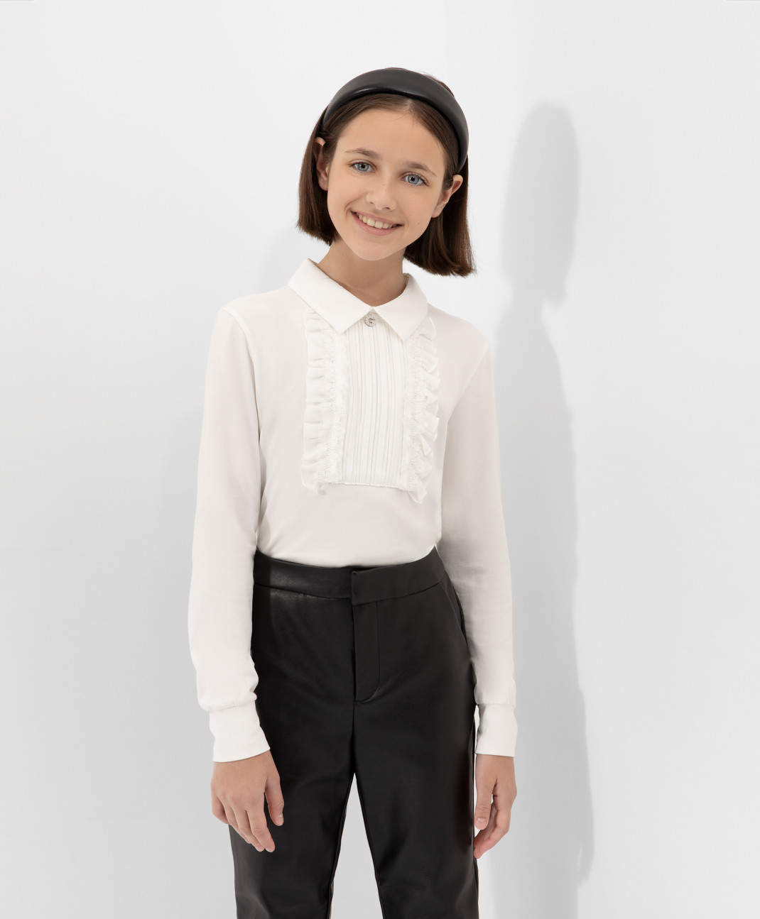 

Блузка с вставкой из плиссированного текстиля Gulliver цв.белый р.122 222GSGC1203, 222GSGC1203