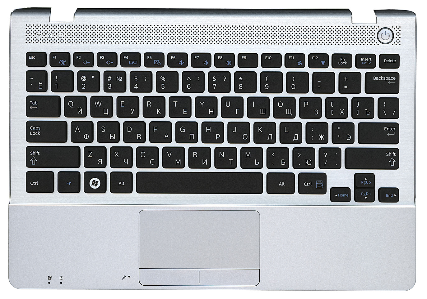 

Клавиатура для ноутбука Samsung NP300U1A NP305U1A 300U1A 305U1A черная топ-панель серебрис