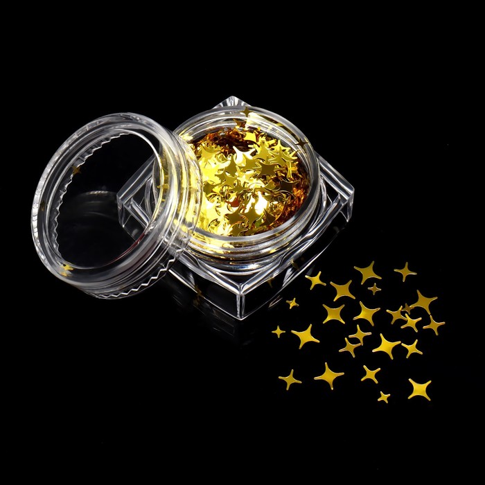 Пайетки для декора ногтей «Золотые звёздочки», цвет золотистый пайетки в пакете 10 гр звёзды микс ов 11 00815 8