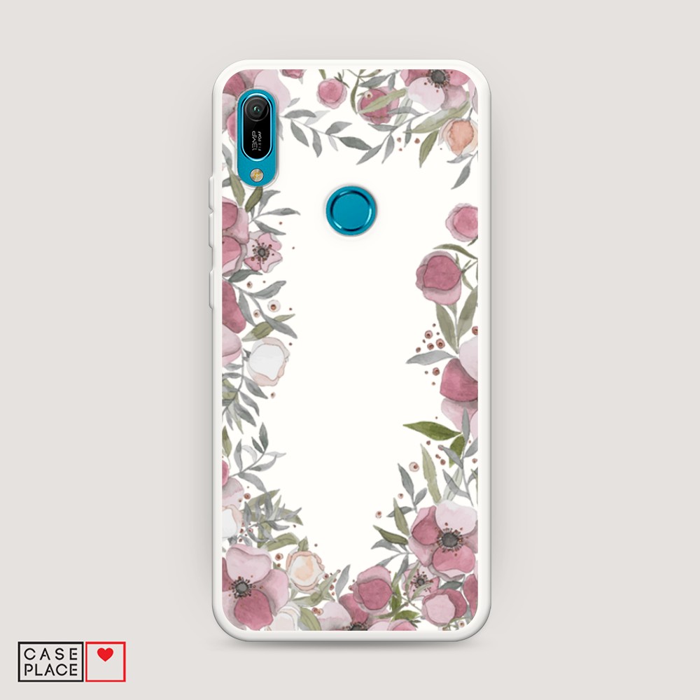 

Чехол Awog на Huawei Y6 2019 "Розовая цветочная рамка", Разноцветный, 68657-1