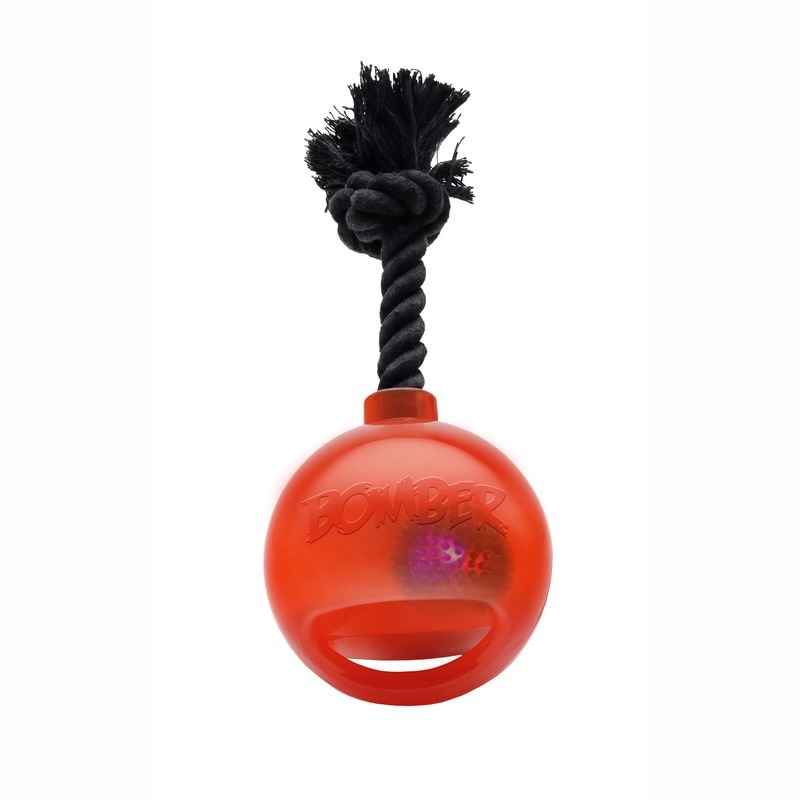 Развивающая игрушка для собак Hagen Bomber мяч светящийся с ручкой , оранжевый, 13 см