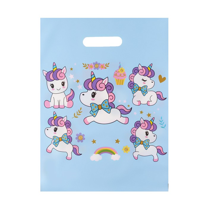 

Пакет Воздушный единорог полиэтиленовый с вырубной ручкой 30х40 см 50 мкм 20 шт, Голубой