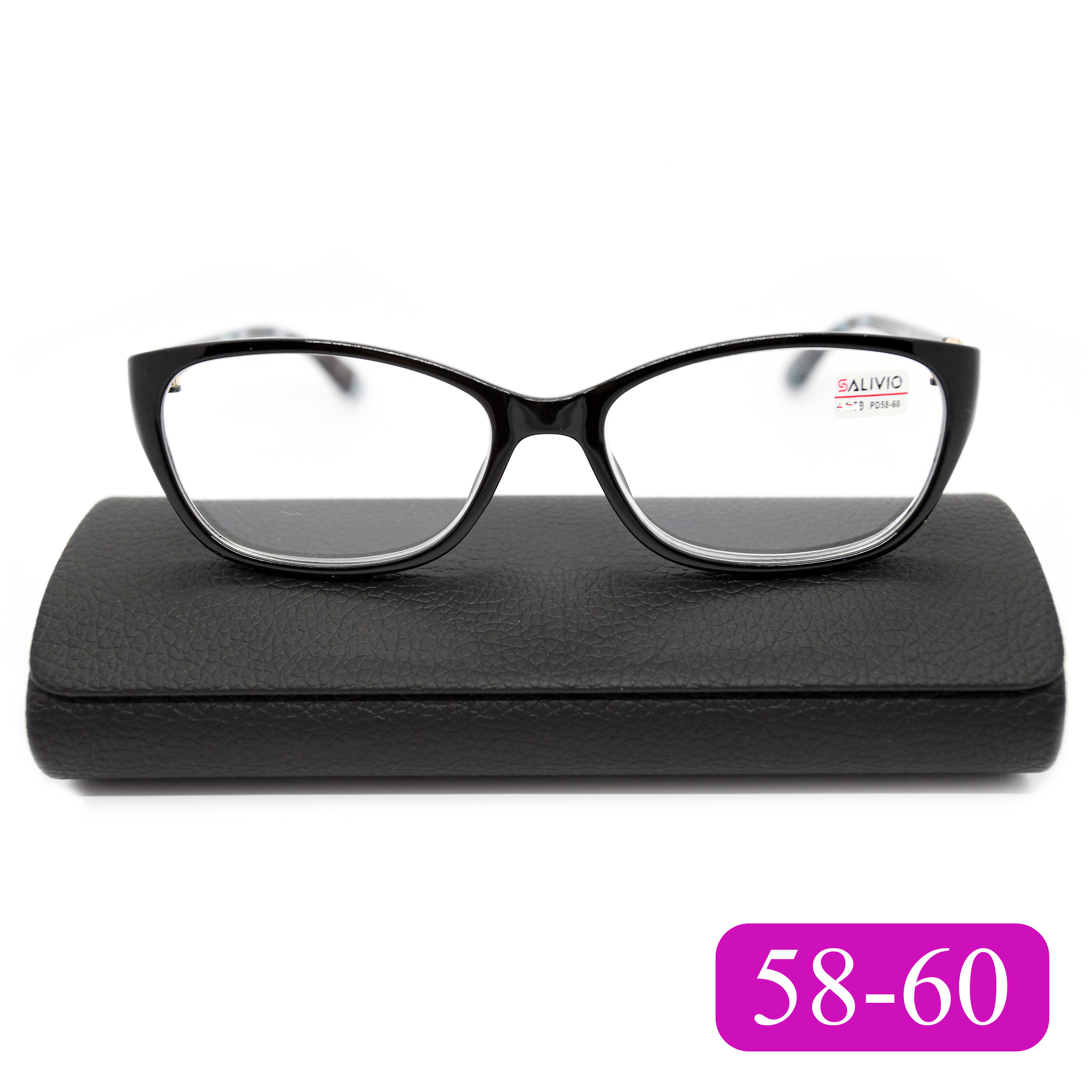 Готовые очки для чтения Salivio 0045 +3,00, c футляром, цвет черный, РЦ 58-60