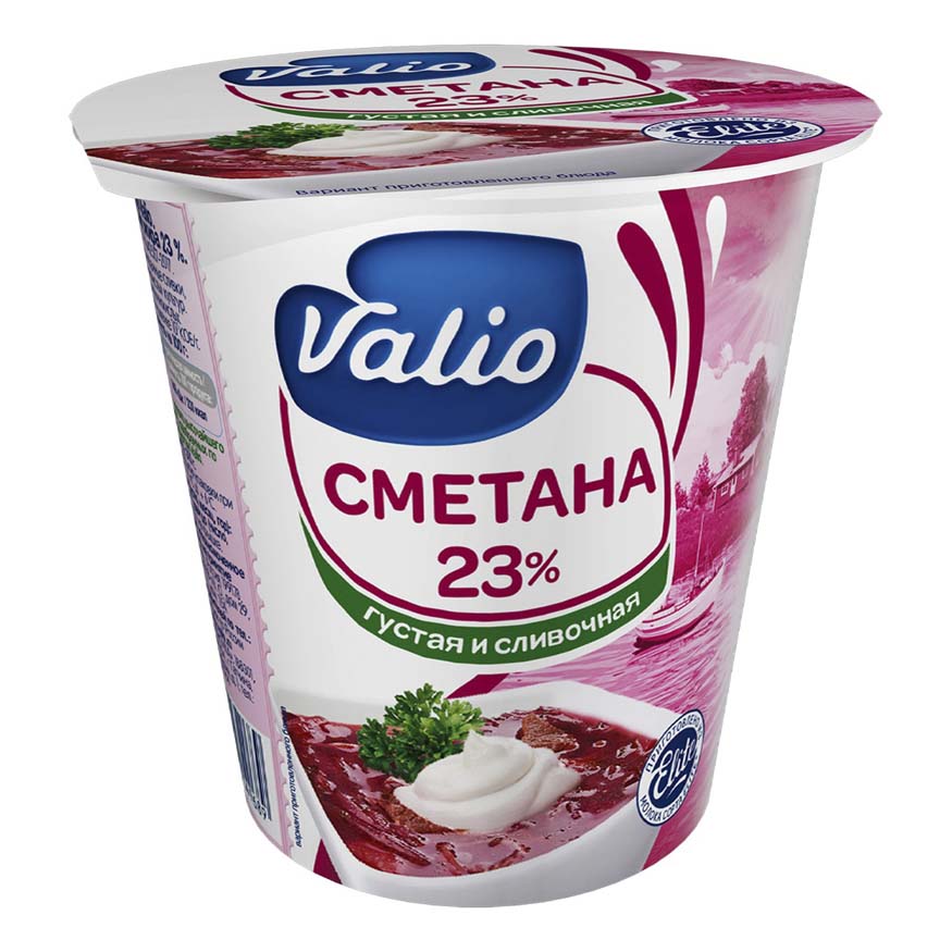 Сметана Valio густая и сливочная 23 % 315 г бзмж