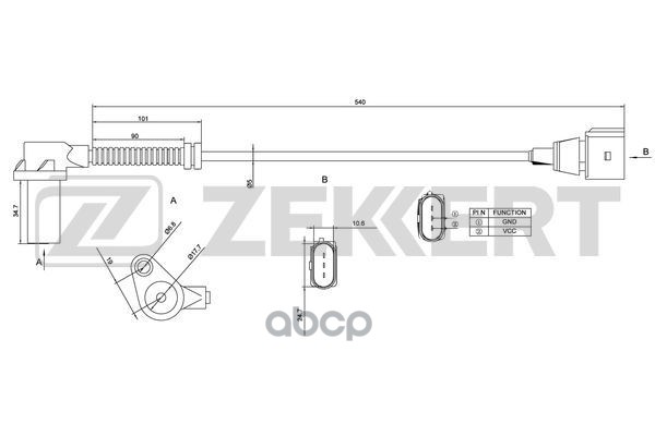

Датчик Положения Коленвала Vw Touareg 02- Audi A6 Ii 99- A8 I Ii 94- Zekkert Se-4003