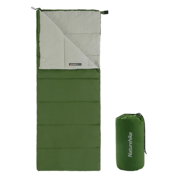 Мешок спальный Naturehike F150 моющийся, хлопковый, зеленый