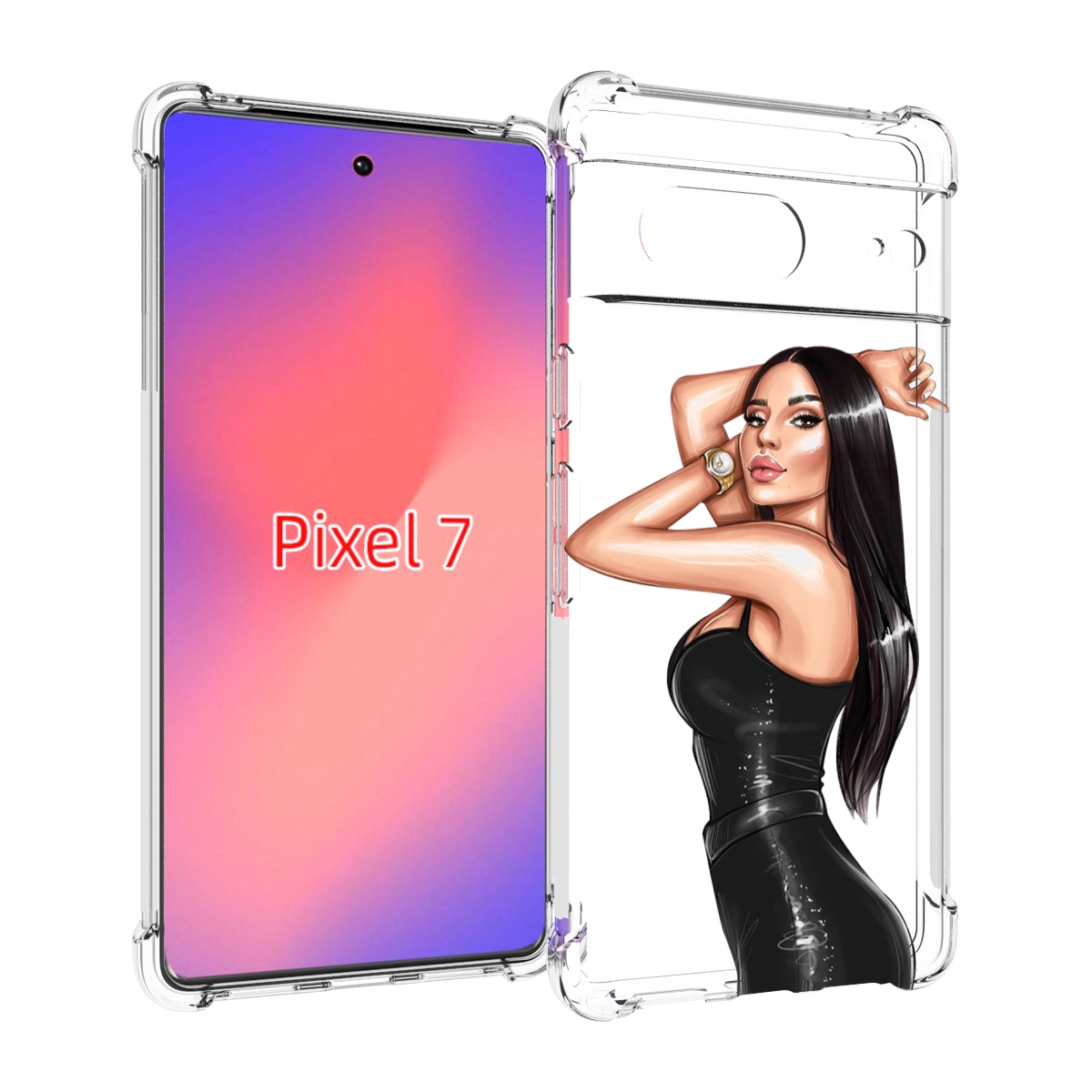 Чехол Mypads Брюнетка-С-Часами Для Google Pixel 7