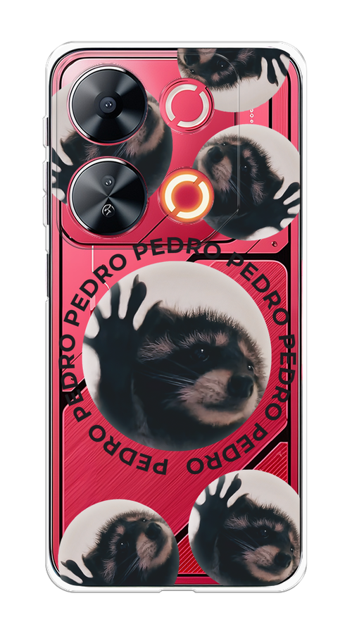 

Чехол на Itel P65 "Pedro енот", Черный;бежевый;прозрачный, 3202350-1