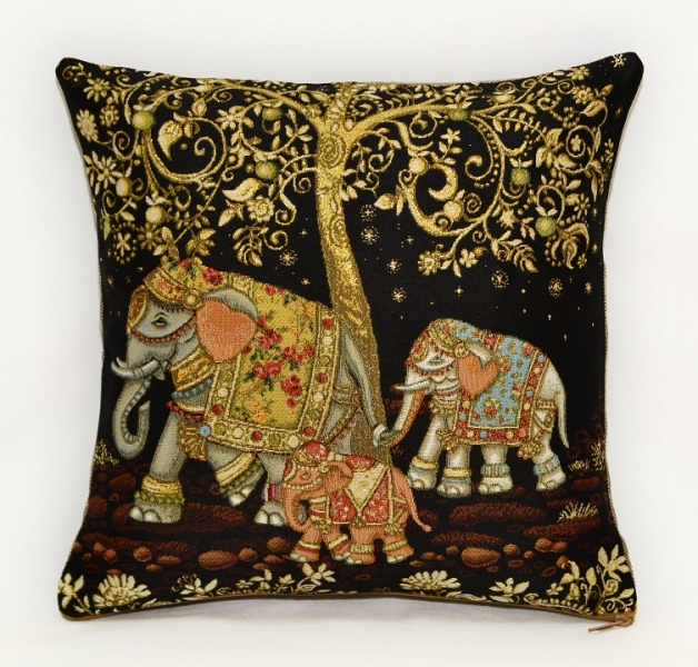 фото Подушка декоративная гобеленовая 32х32 "индийские слоны 3" студия текстильного дизайна