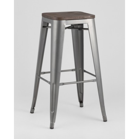

Барный стул Stool Group, серебристый/темное дерево, TOLIX WOOD