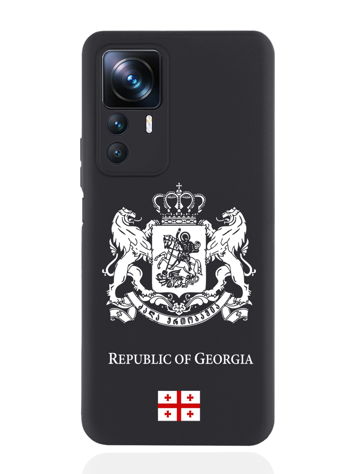 

Чехол SignumCase для Xiaomi 12T Белый Герб Грузии черный, Золотистый;черный