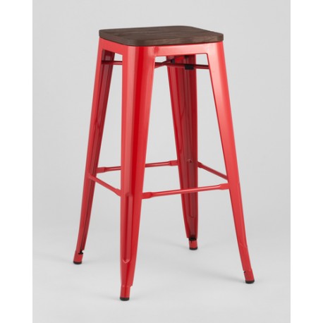 

Барный стул Stool Group, красный глянцевый/темное дерево, TOLIX WOOD