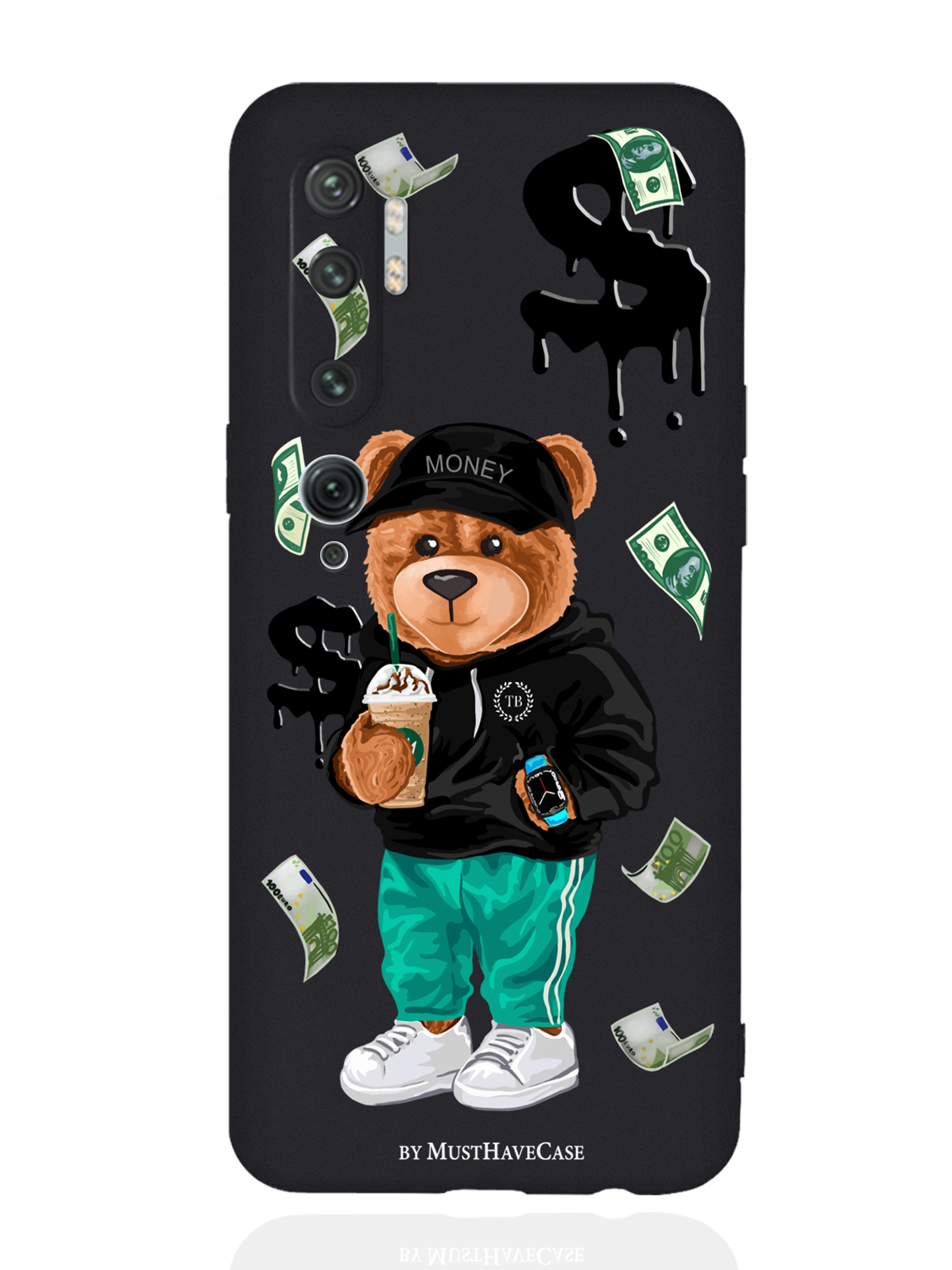 

Чехол MustHaveCase для Xiaomi Mi Note 10/10 Pro Tony Bear/ Мишка Тони черный, Черный;зеленый;коричневый