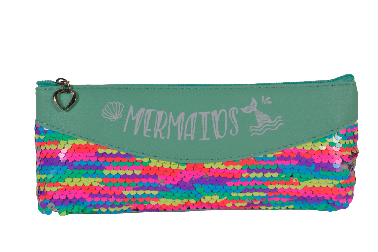 

Пенал ЮТОЙ Mermaid 20,5*35*9 см, 2 отделения, пайетки, Зеленый, C-26148