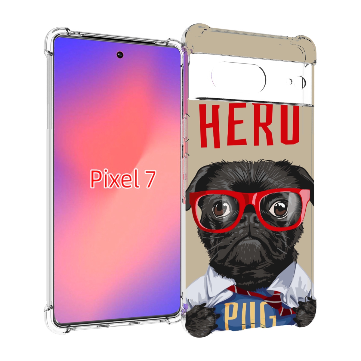 

Чехол Mypads Герой-Pug Для Google Pixel 7, Прозрачный, Tocco